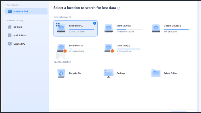 تحميل برنامج EaseUS Data Recovery Wizard